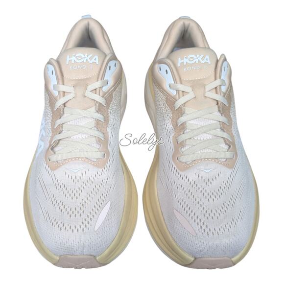 HOKA ONE ONE Bondi 8 Womens 10B Shifting Sand Eggnog Run Walking Comfort Sneaker - Picture 2 of 11